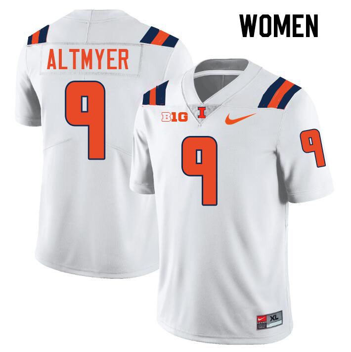 Women #9 Luke Altmyer Illinois Fighting Illini College Football Jerseys Stitched-White